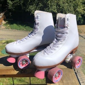 White and Pink Roller Skates